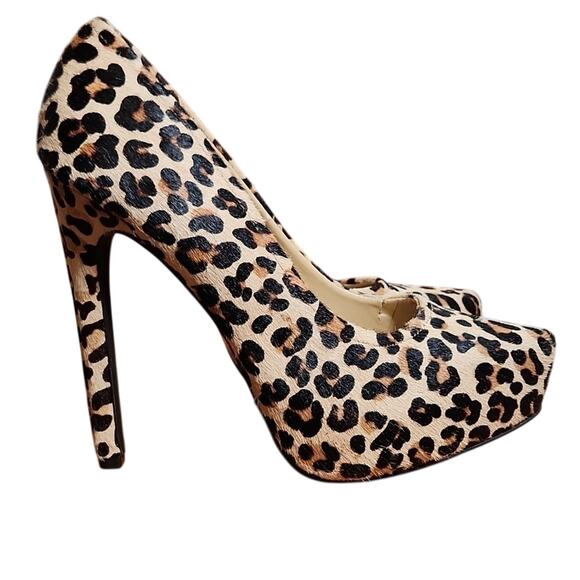 KELSI DAGGER Leopard Print Platform Heels, Size 8 - Picture 1 of 12